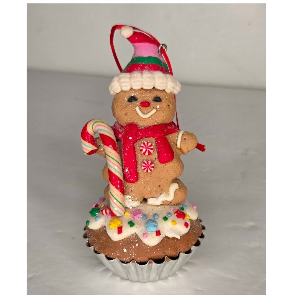 Valerie Parr Hill Clay Gingerbread In Cupcake Christmas Ornament